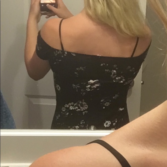 Cute Black summer Dress with Floral Print. Small. - Picture 3 of 5